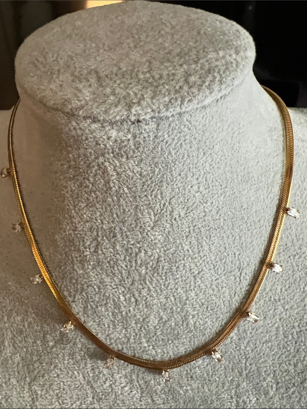 Gold Chain Necklace with Small Crystal Accents - Gold